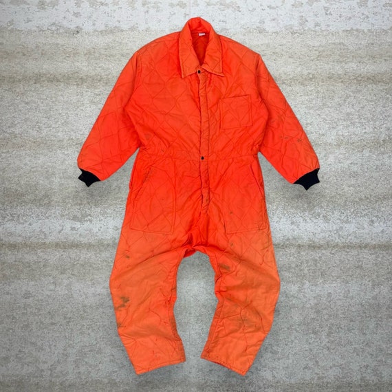 True Vintage Neon Orange Snow Suit Coveralls Insan