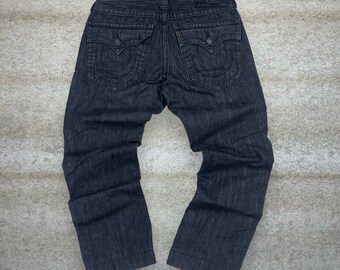 Vintage Skater Jeans True Religion Ricky Fit Jet Black Wash Denim Made USA Y2K