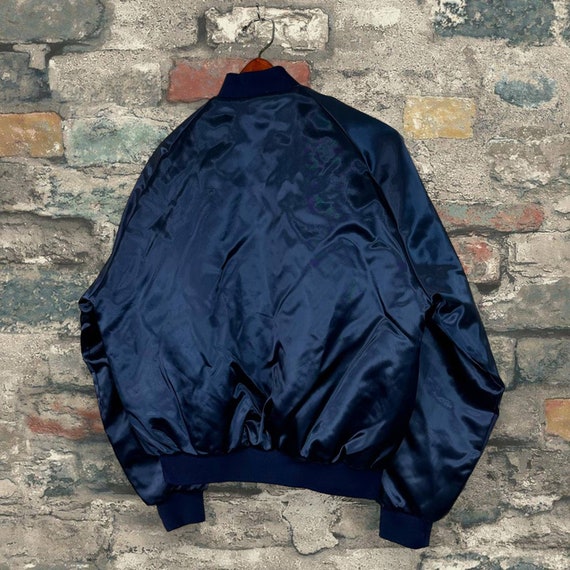 True Vintage Satin Jacket Navy Blue Made in USA W… - image 5