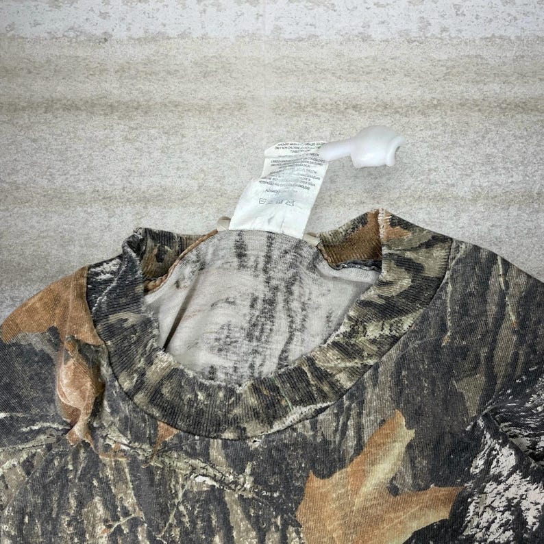 Koszula męska w stylu vintage z lat 90. Mossy Oak, myśliwska, moro, bawełniana, z krótkim rękawem, Woodland, rozmiar XL zdjęcie 6