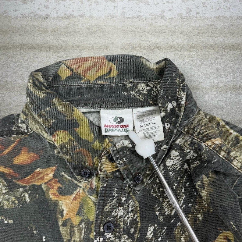 Vintage 90er Jahre Mossy Oak Shirt Herren XL Jagd Camo Baumwolle Langarm Bild 3