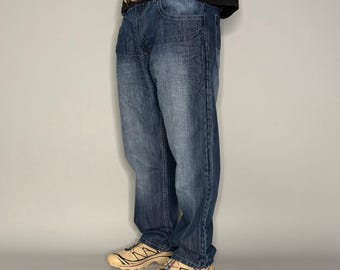 Vintage Y2K Südpol Skater Jeans 40x30 Baggy Breites Bein Dark Wash Wash Rap