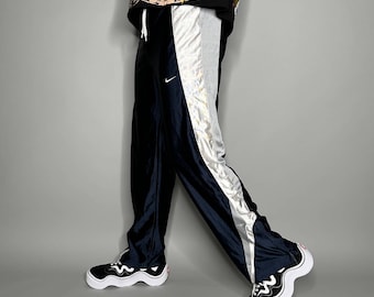 Nike Vintage Nike Sweatpants Jet Black Polyester White Stripe Y2K