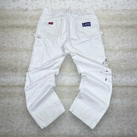 Vintage Dickies Carpenter Pants Snow White Canvas Baggy Dungarees 