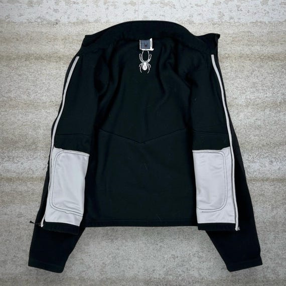Vintage 90s Spyder Ski Jacket Mens M Jet Black Grey Logo Full Zip