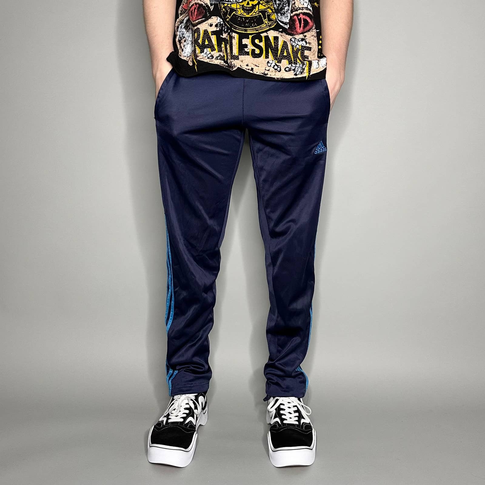 Vintage Adidas Sweatpants Navy Blue Polyester Light 3 Vintage Adidas Sweatpants Navy Blue Polyester Light 3