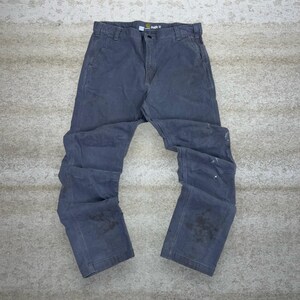 Vintage 90s Carhartt Carpenter Pants 38x32 Straight Fit Iron Grey Dungarees image 2