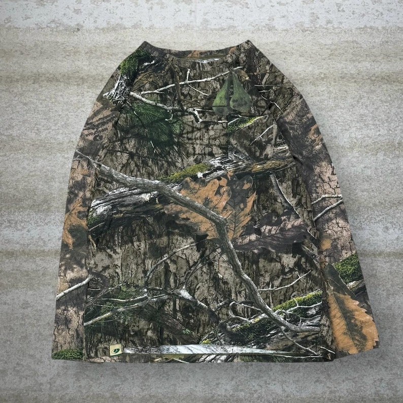 Vintage 90s Mossy Oak Shirt Mens L Hunting Camo Cotton Long Sleeve Woodland image 1