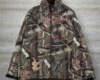 Vintage jaren 90 bemoste eiken jas heren XL jachtcamouflage bos met volledige rits