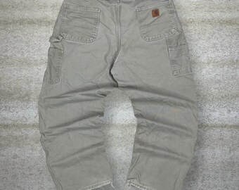 Vintage 90s Carhartt Carpenter Pants 40x30 Baggy Wide Leg Chocolate Brown Canvas