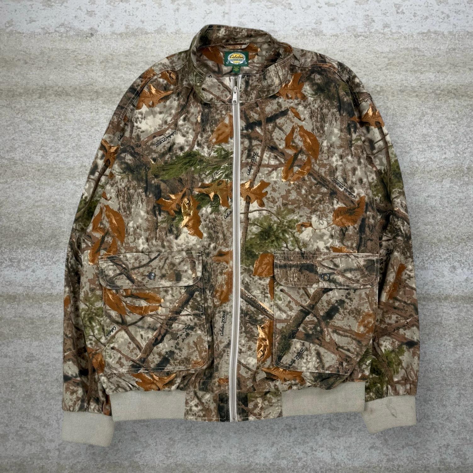 Vintage 90s Cabelas Hunting Camo Jacket Mens 2XL Woodland Full Zip