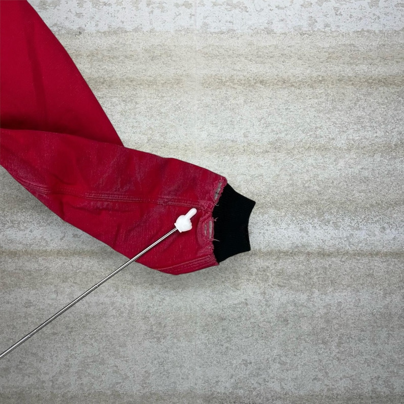 Vintage 90s Carhartt Jacket Mens XL Cherry Red Cotton Canvas Insulated Hooded image 5