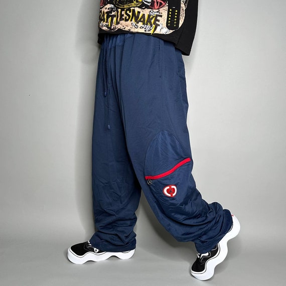 Vintage Jordan Sweatpants Navy Blue Polyester Bag… - image 1