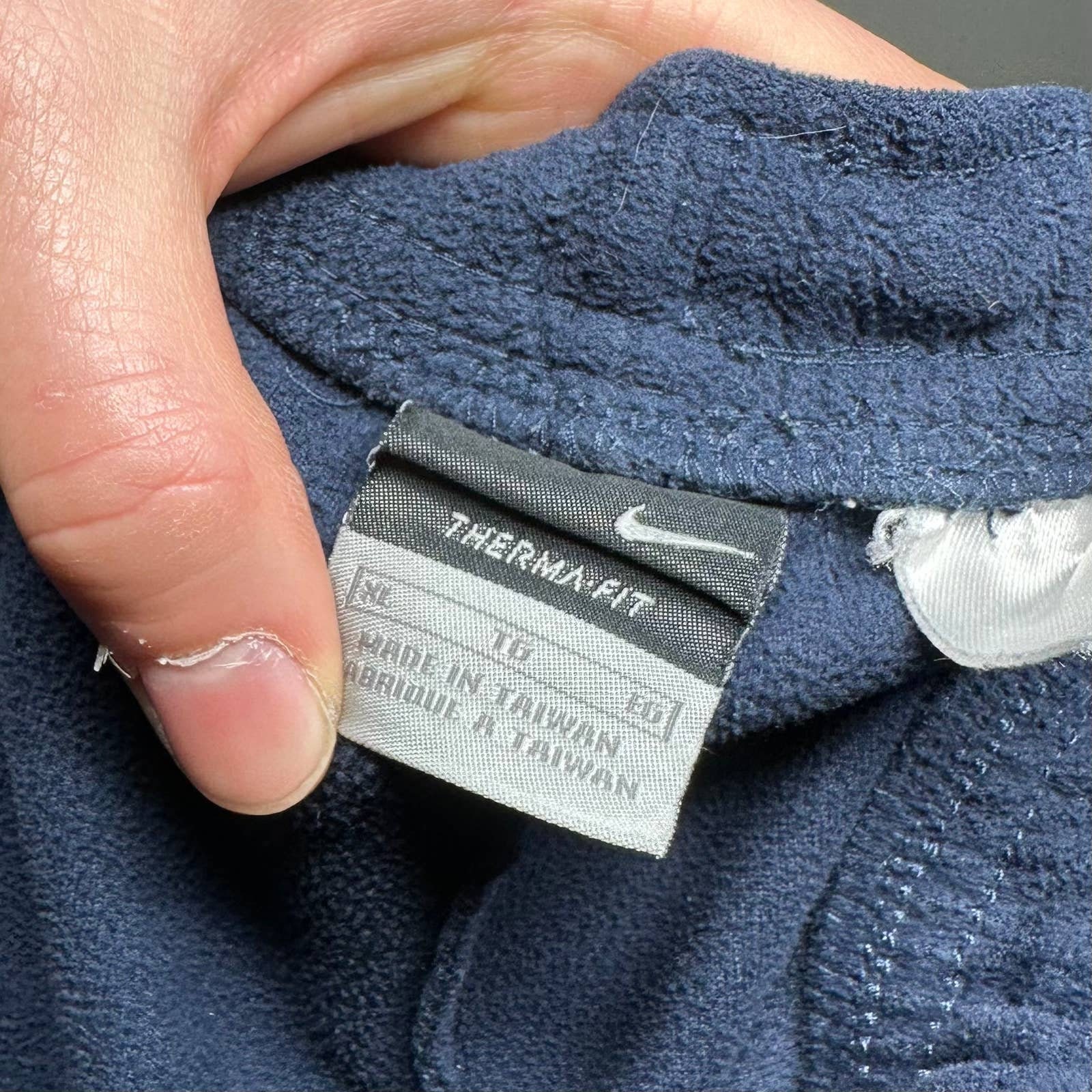 Vintage Nike Sweatpants Navy Blue Fleece Grey Embroidered Swoosh