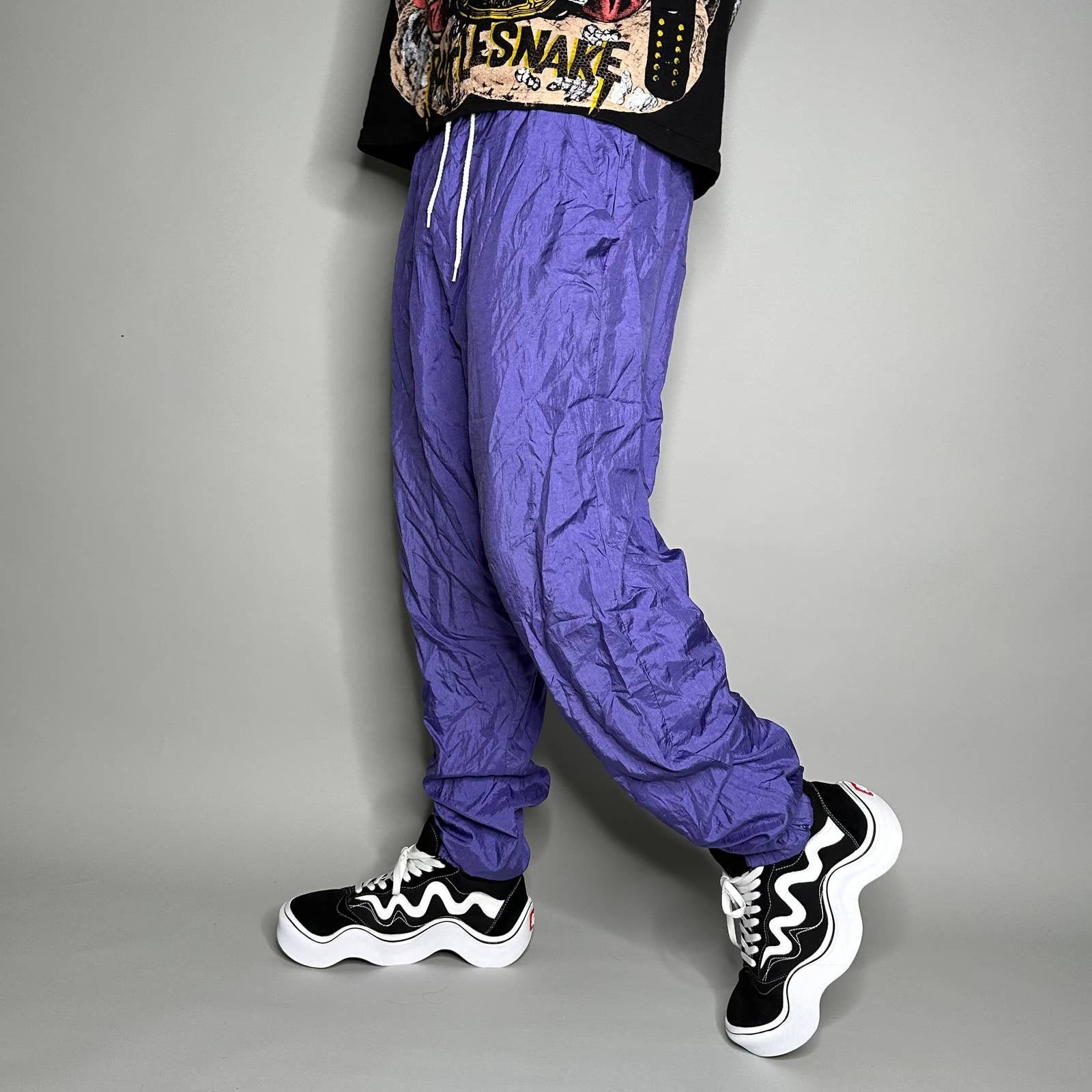 Vintage Track Pants Violet Purple Nylon Joggers Elastic Vintage Track Pants Violet Purple Nylon Joggers Elastic