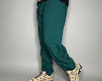 Vintage Nike Track Pants Mens XL Forest Green Nylon Joggers
