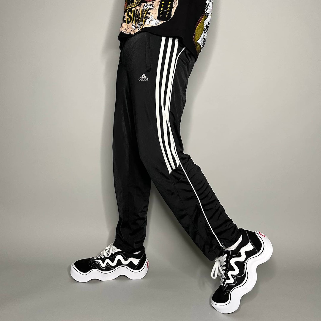 Vintage Adidas Sweatpants Jet Black Polyester White 3 Vintage Adidas Sweatpants Jet Black Polyester White 3