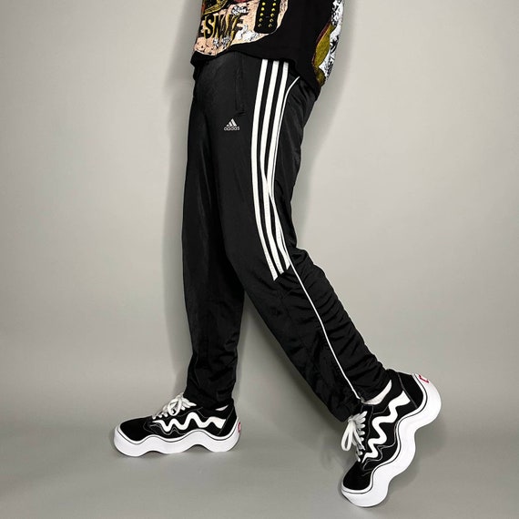 Vintage Adidas Sweatpants Jet Black Polyester White 3 Vintage Adidas Sweatpants Jet Black Polyester White 3