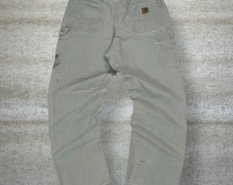 Vintage 90s Carhartt Carpenter Pants 36x32 Baggy Wide Leg Light Chocolate Brown