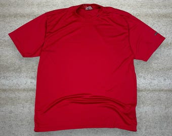 Camisa Nike vintage de los años 90 para hombre, talla M, poliéster rojo, manga corta, cuello negro