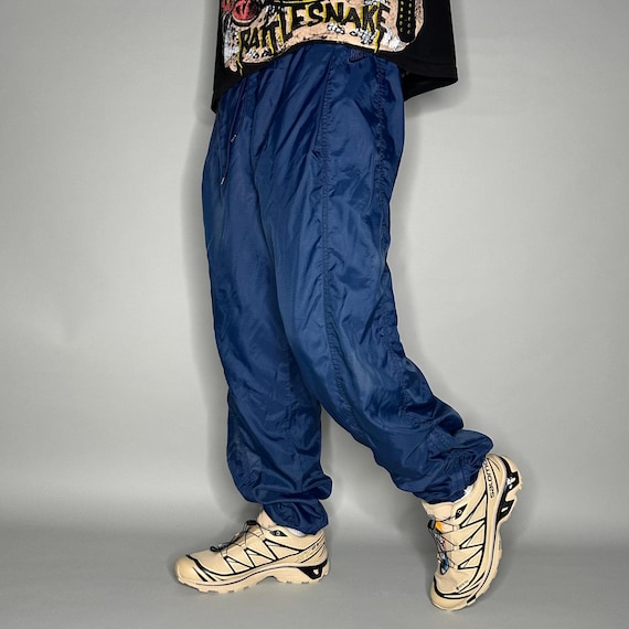 Vintage 90s Nike Track Pants Mens L Navy Blue Swoosh Lined Zippers