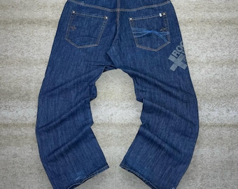 Vaqueros skater Rocawear vintage Y2K, 38 x 32, holgados, de pierna ancha, lavado oscuro, denim Rap