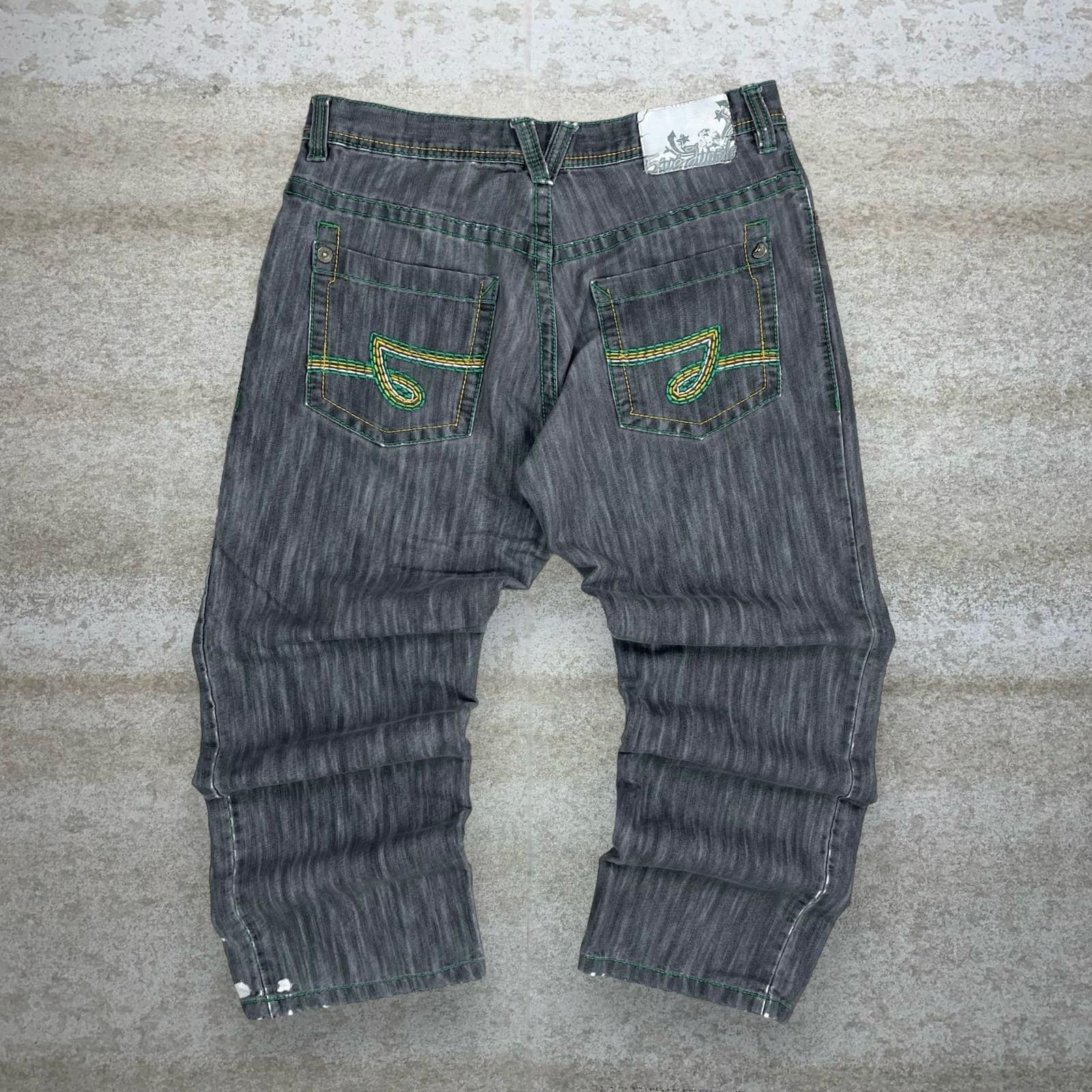 Vintage Skater Wide Leg Jeans 38x30 5ive Jungle Smoke Grey Vintage Skater Wide Leg Jeans 38x30 5ive Jungle Smoke Grey