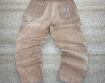 Pantalones Carpenter Carhartt vintage de los años 90, 40 x 30, color tostado Union, fabricados en EE. UU., descoloridos