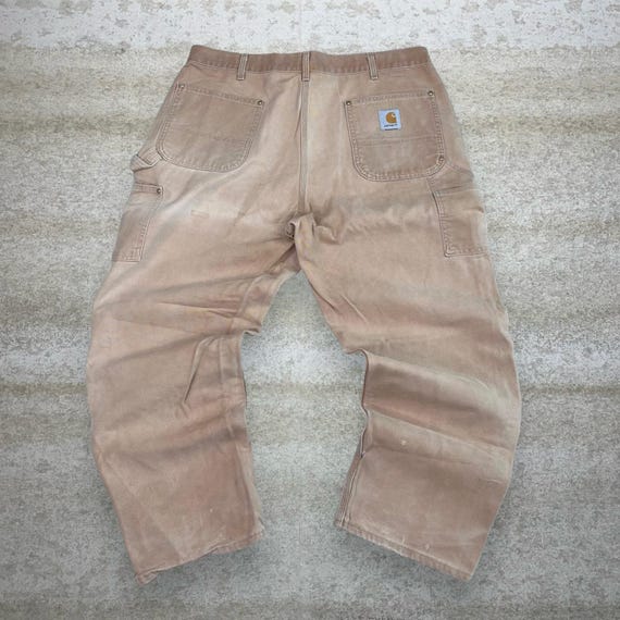 Vintage 90s Carhartt Carpenter Pants 40x30 Tan Un… - image 1