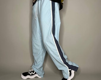Vintage Adidas Track Pants Blue White 3 Stripes Baggy Fit -