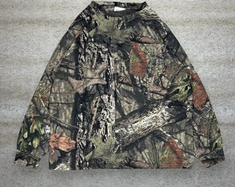 Vintage 90s Mossy Oak Hunting Camo Shirt Mens XL Woodland Cotton Long Sleeve
