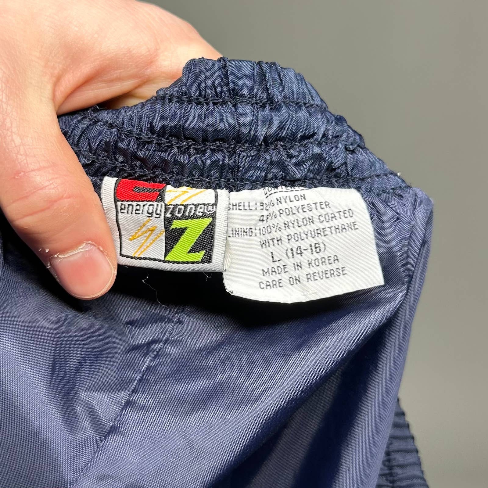 Vintage Track Pants Navy Blue Nylon Joggers Energy Zone Vintage Track Pants Navy Blue Nylon Joggers Energy Zone
