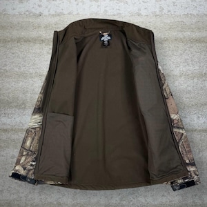 Chaqueta Mossy Oak vintage de los 90 para hombre, talla XL, estilo camuflaje de caza, con cremallera completa. imagen 2