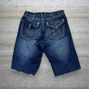 Vintage Skater Wide Leg Jean Shorts 32x14 Request Dark Wash Baggy Denim Rap Style Y2K