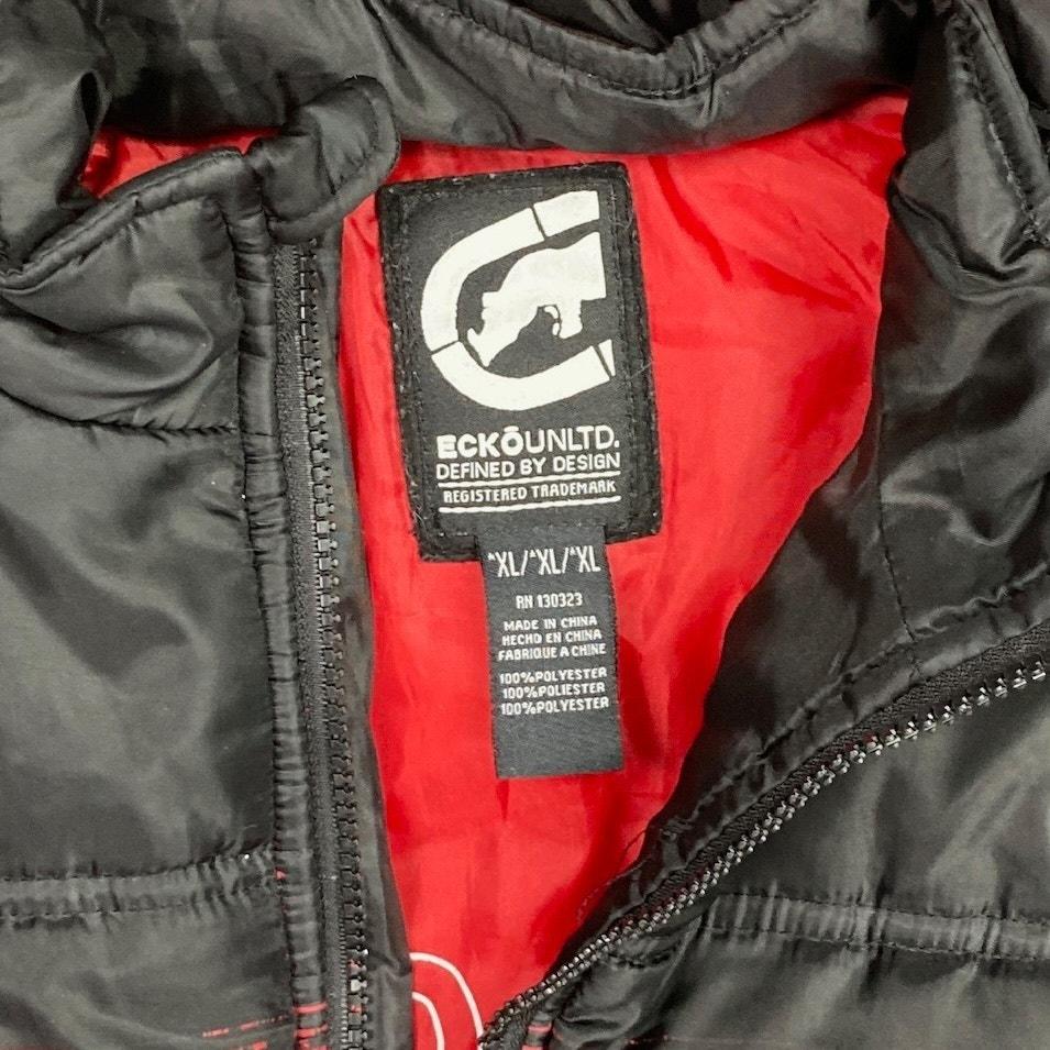Vintage 90s Ecko Unlimited Puffer Jacket Youth XL Black Polyester