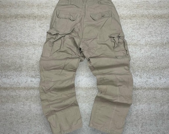 Vintage Taktische Hose 28x30 HellBeige Baggy Fit Cargos Militär Kleine Regular 90er Jahre