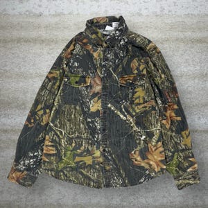Vintage 90er Jahre Mossy Oak Shirt Herren XL Jagd Camo Baumwolle Langarm Bild 1
