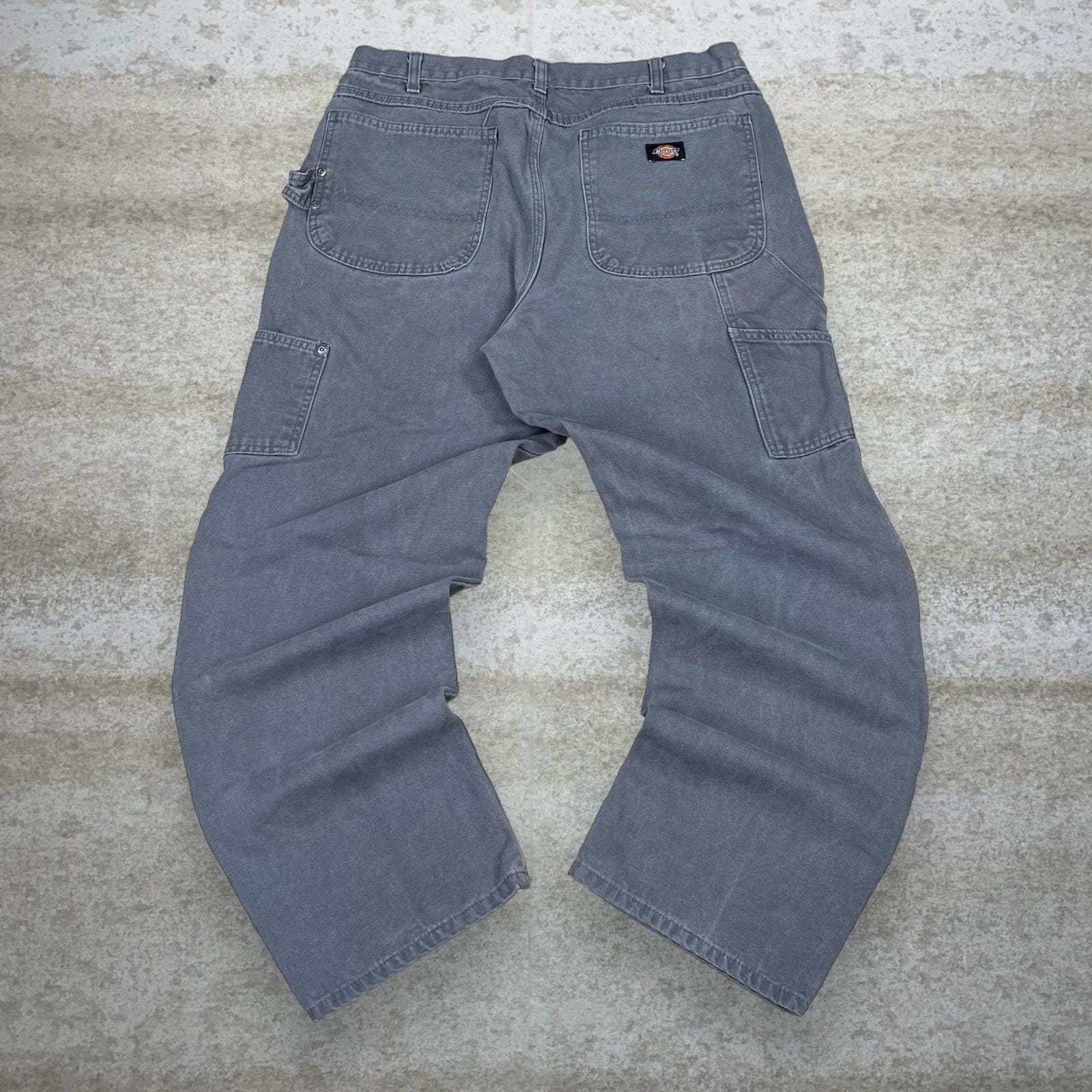 Vintage Dickies Carpenter Pants 36x32 Grey Canvas Baggy Wide