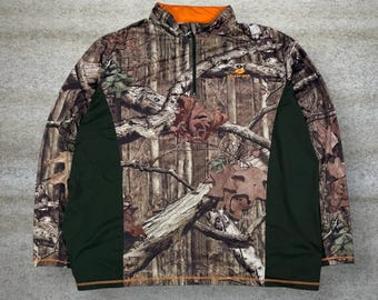 Vintage jaren 90 bemoste eiken jas heren 2XL jacht camo kwartrits bos