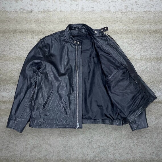 Mens black leather jacket 3xl best sale