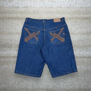 Vintage Skater Wide Leg Jean Shorts 40x15 Rocawear Dark Wash Baggy Denim Rap Style Y2K