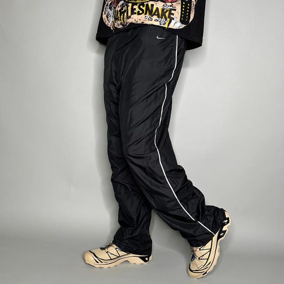 Vintage Nike Track Pants Womens XL Black Polyester