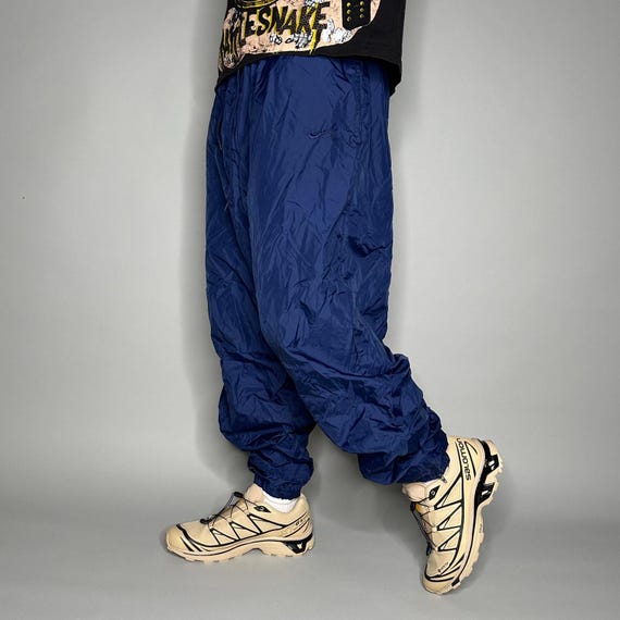 Vintage 90s Nike Track Pants Mens XL Navy Blue Nylon Joggers