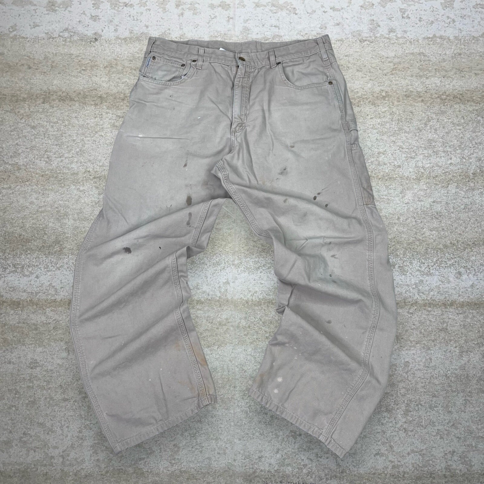 Carhartt painter pants 38×32 Vintage Carhartt Carpenter Pants 38x32 Tan Canvas Baggy Wide