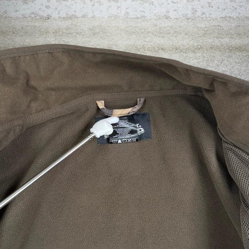 Chaqueta Mossy Oak vintage de los 90 para hombre, talla XL, estilo camuflaje de caza, con cremallera completa. imagen 5