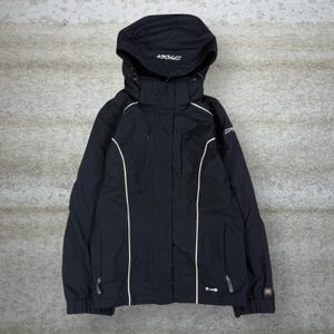 Vintage Spyder Ski Jacket Jet Black Nylon Full Zip Womens 12 90s
