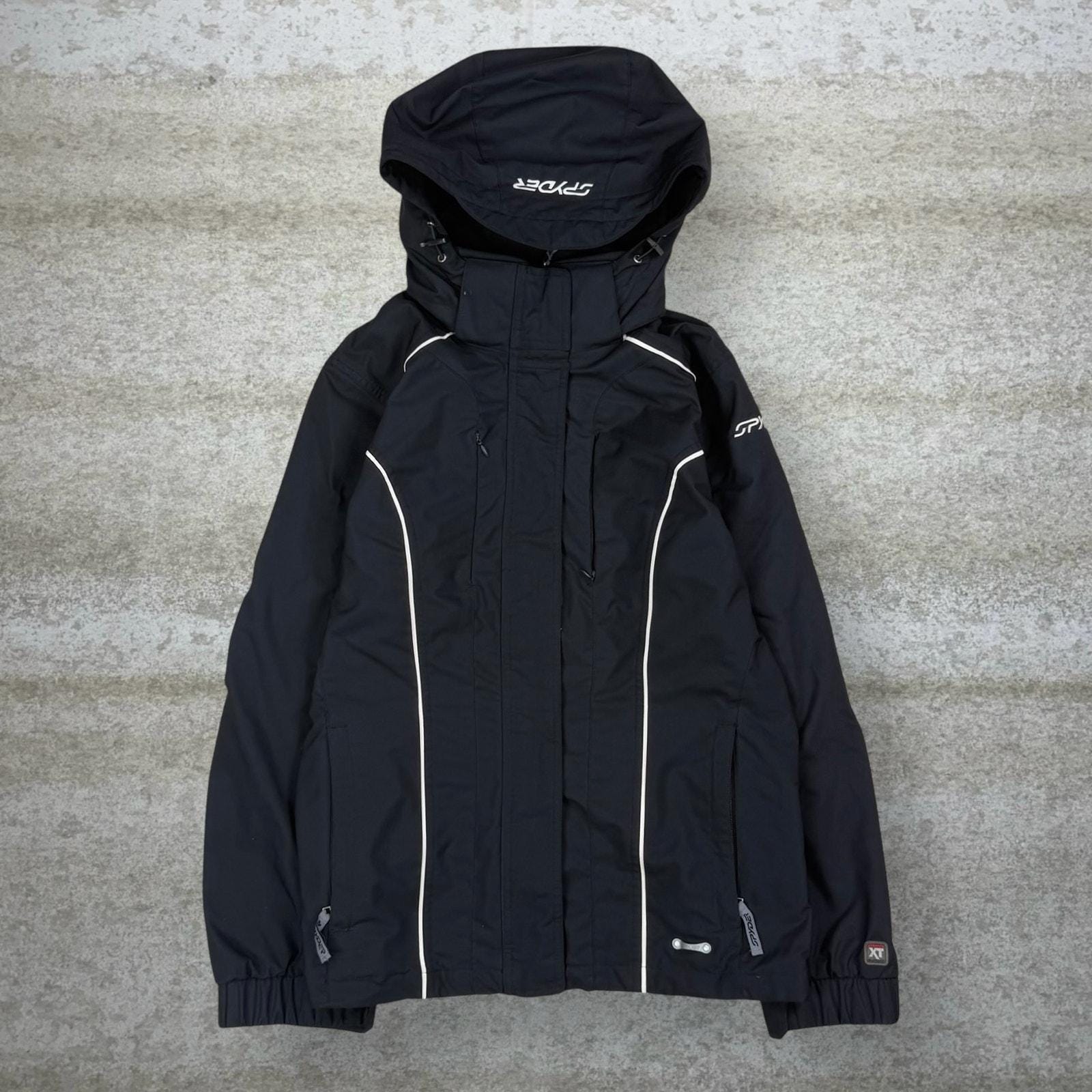Vintage Spyder Ski Jacket Jet Black Nylon Full Zip Womens 12 90s