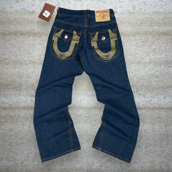 Vintage Y2K True Religion Jeans 30x32 Relaxed Flare Dark Wash Made