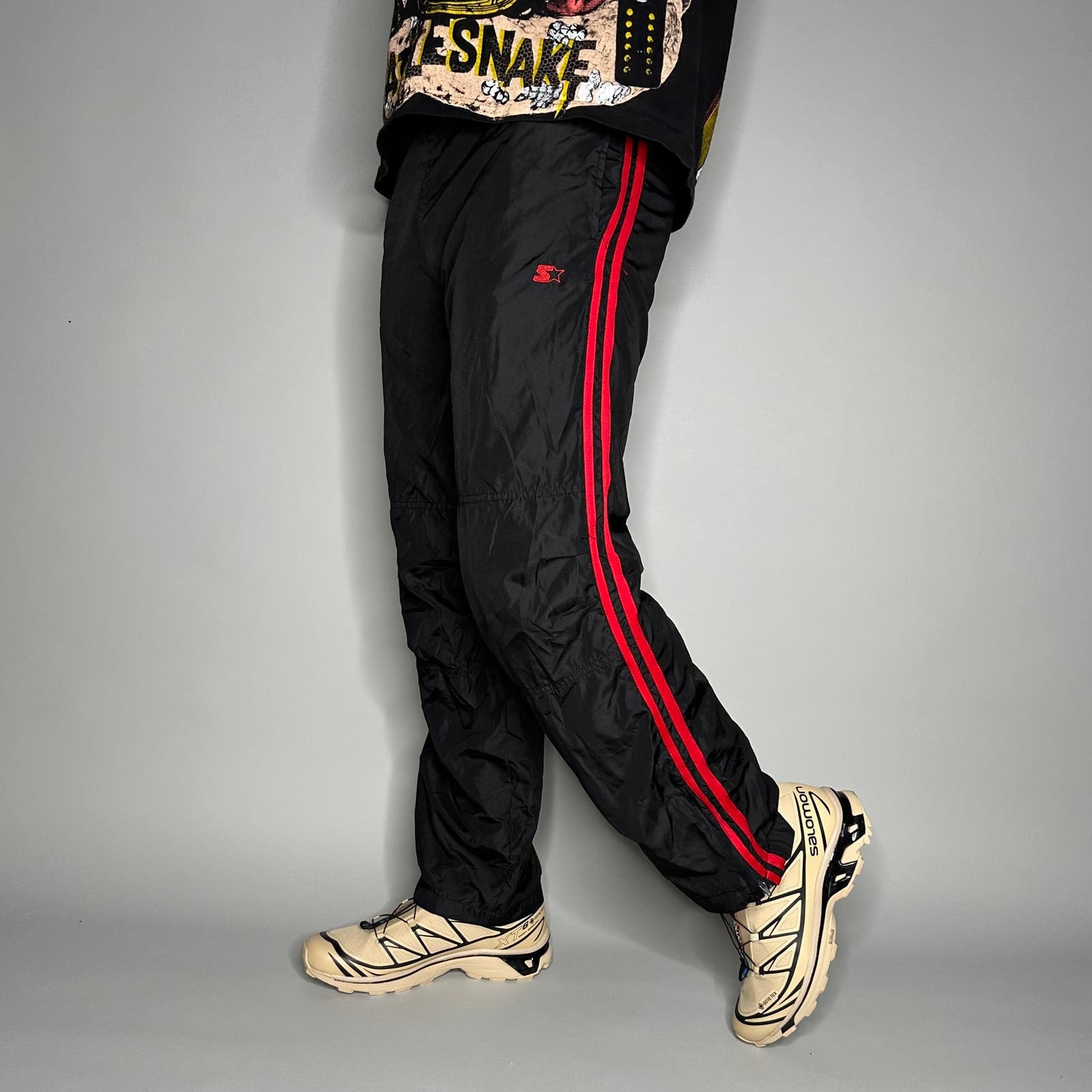Vintage Starter Track Pants Mens XS Jet Black Polyester Vintage Starter Track Pants Mens XS Jet Black Polyester