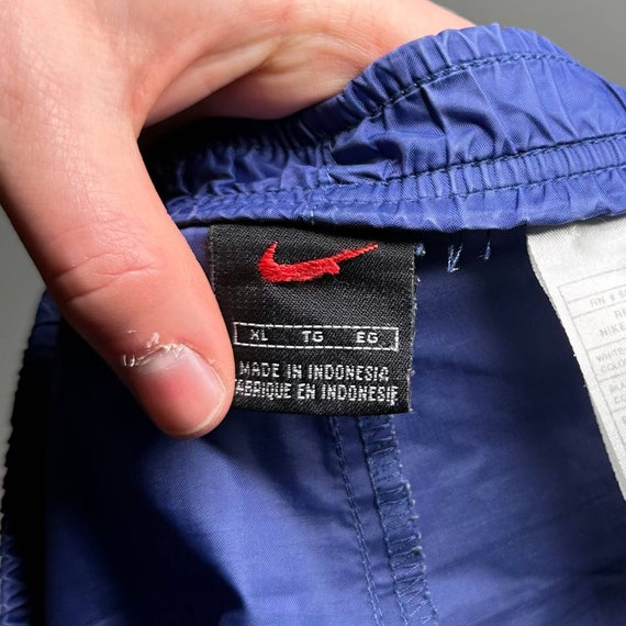 Vintage Nike Track Pants Navy Blue Nylon Sweatpants White Ankle
